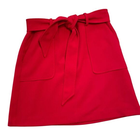 LOFT Red A-Line Mini Skirt with Tie Waist - Picture 1 of 9